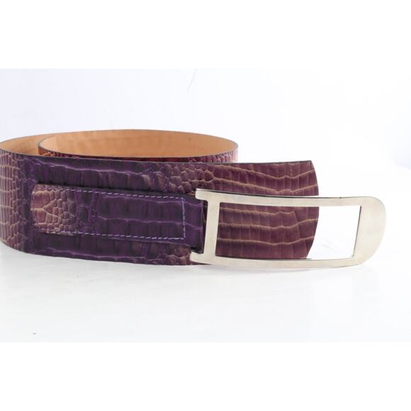 Purple Croco Embossed Leather Wide Waist Belt Size 90 Statement Classic main image 9